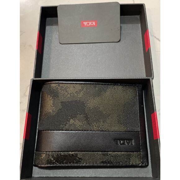 TUMI ALPHA SLG Black Green Camo Double Billfold Wallet NEW in Box Fast Ship - Picture 6 of 8